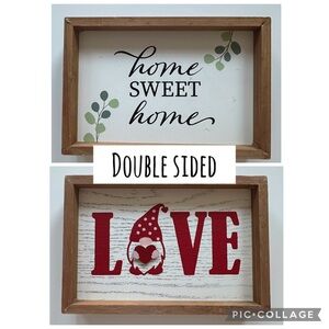 Valentines Day Love And Home Sweet Home Double Sided Wall Or Table Top Wood Sign